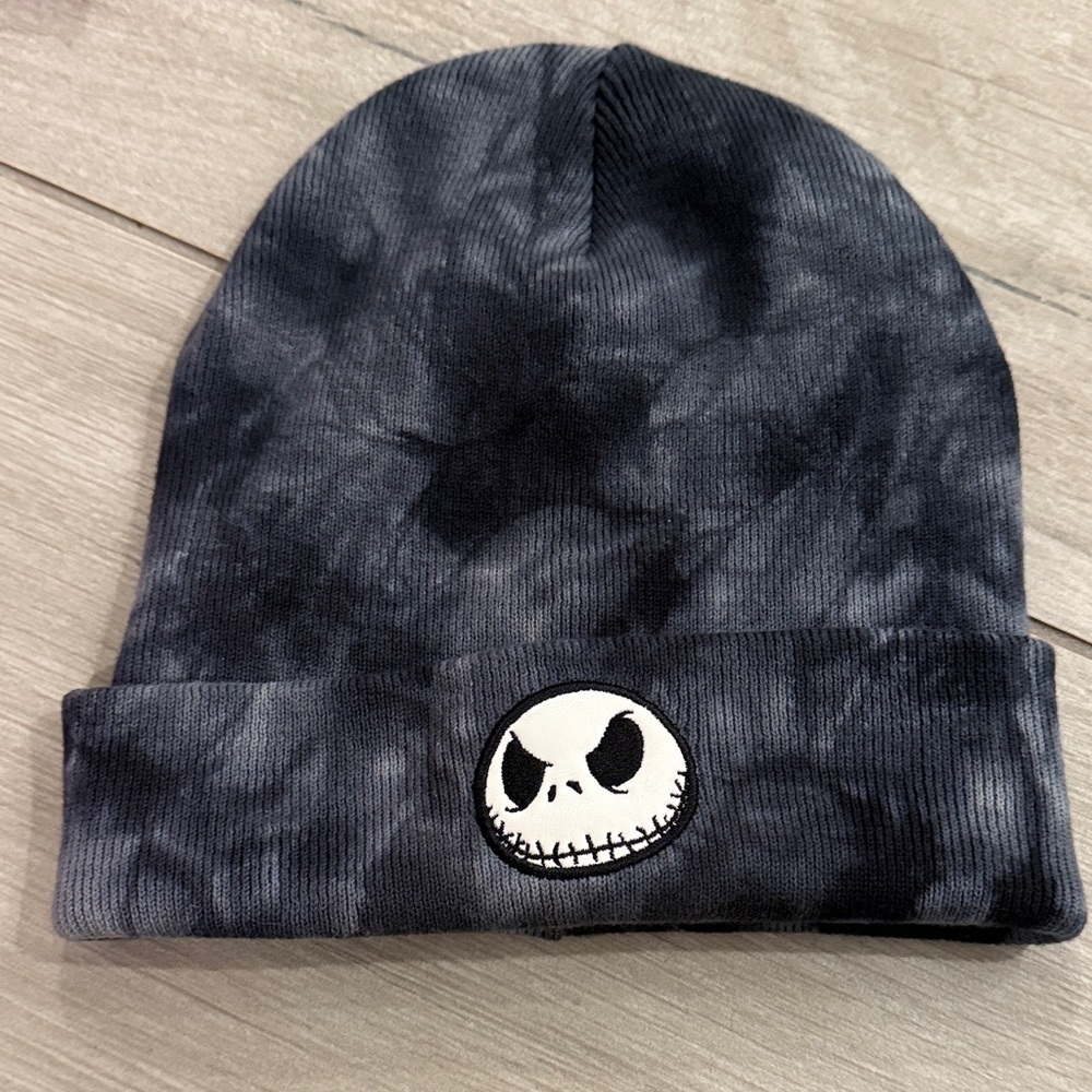 Disney Black Tie-Dye Beanie with Nightmare Before Christmas Patch
